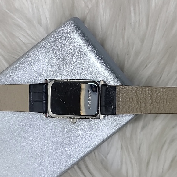 Coldwater Creek Watch Stainless Steel Black Leather Strap Quartz Movement NEW - Picture 4 of 5